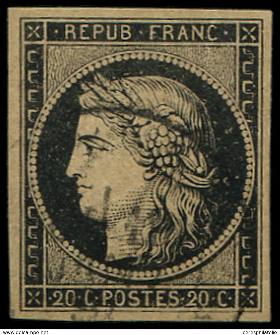 EMISSION DE 1849 - 3    20c. Noir Sur Jaune, Obl. Càd, TB. Br - 1849-1850 Ceres