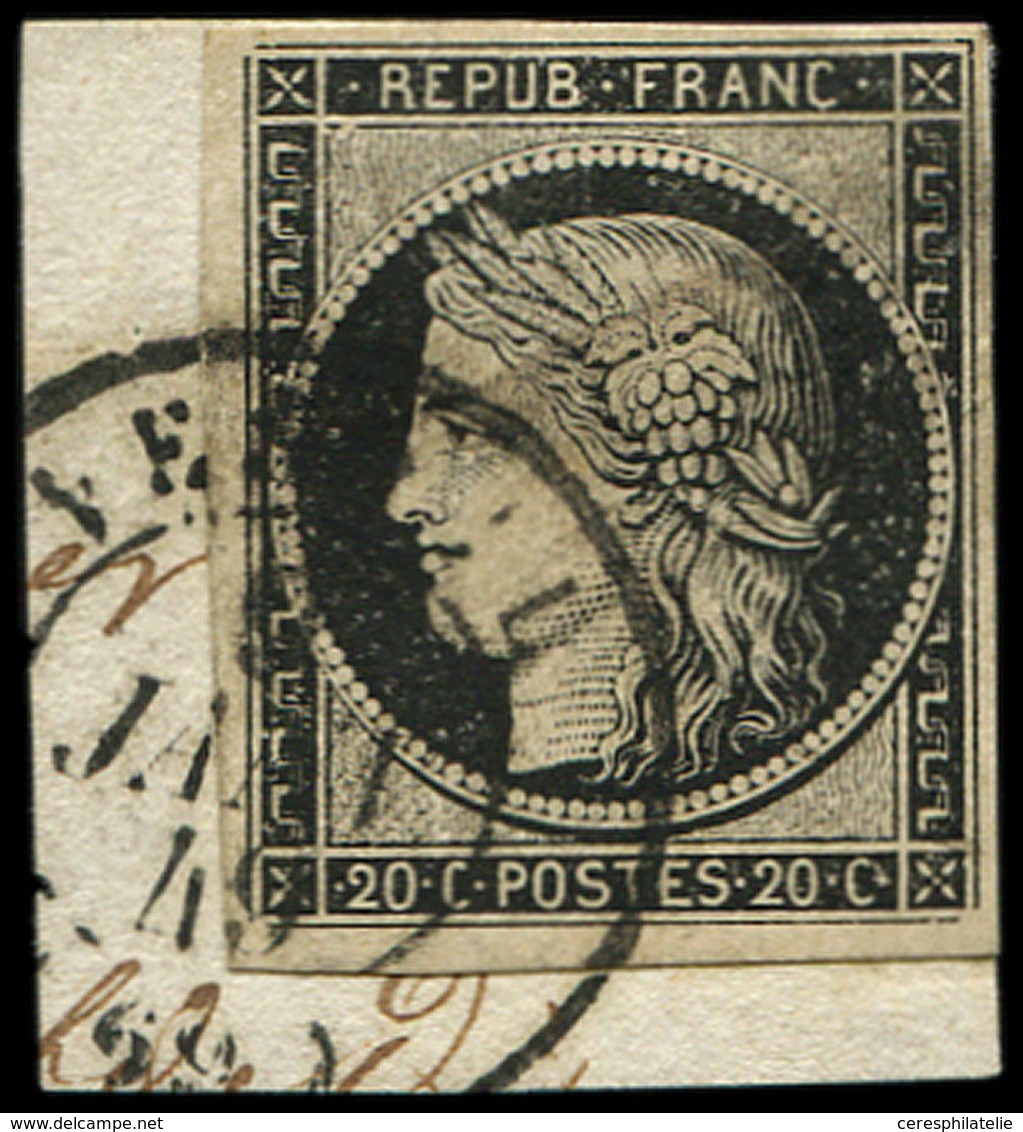 EMISSION DE 1849 - 3    20c. Noir Sur Jaune, Obl. Càd T15 VESOUL 9 JANV 49 S. Fragt, TB. C - 1849-1850 Ceres