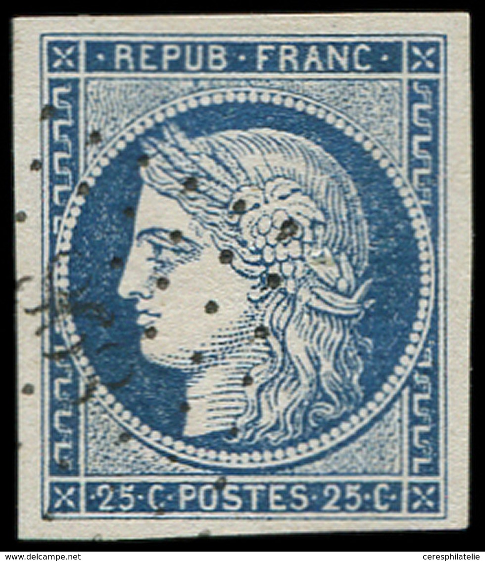 EMISSION DE 1849 - 4    25c. Bleu, Grandes Marges, Obl. PC 368, Frappe Légère, TTB/Superbe - 1849-1850 Ceres
