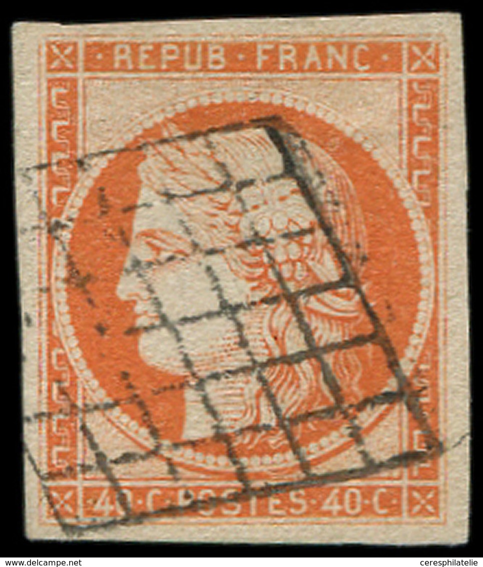 EMISSION DE 1849 - 5    40c. Orange, Oblitéré GRILLE, TB/TTB. M - 1849-1850 Ceres
