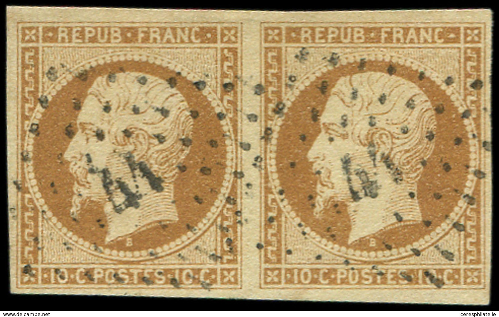 PRESIDENCE - 9    10c. Bistre-jaune, PAIRE Obl. PC 41, TTB - 1852 Luigi-Napoleone