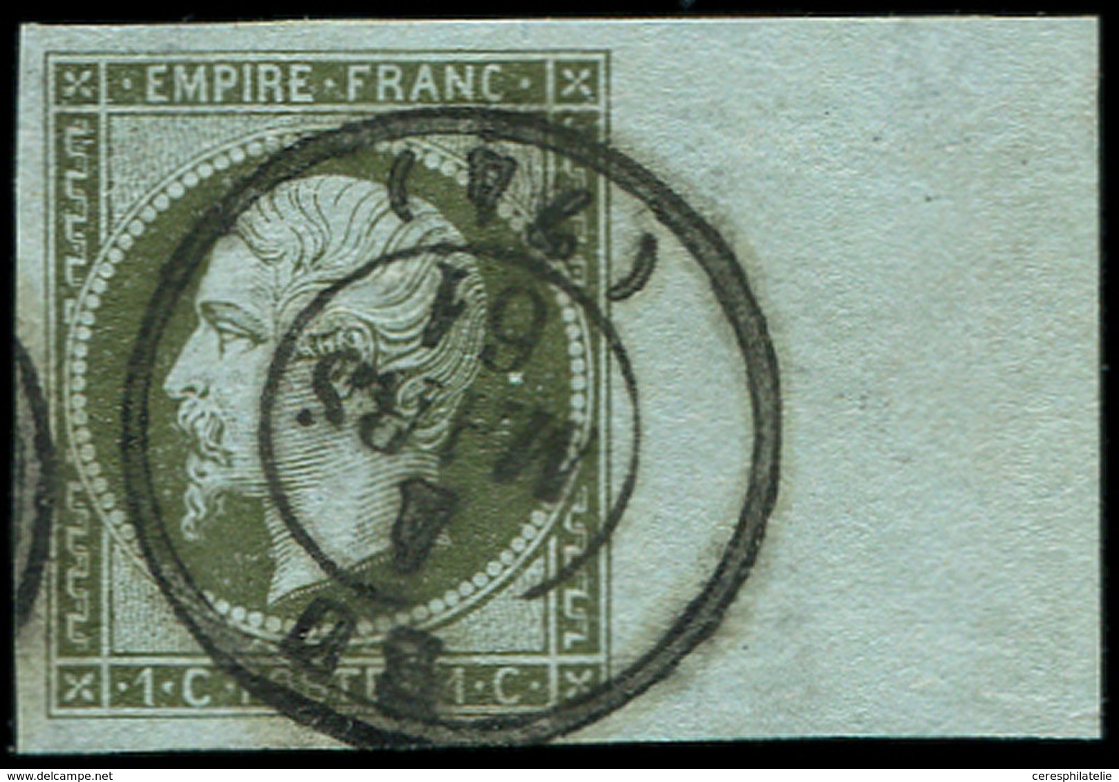 EMPIRE NON DENTELE - 11    1c. Olive, Obl. Càd T15 EU 4/3/61, Bdf, Superbe - 1853-1860 Napoléon III.