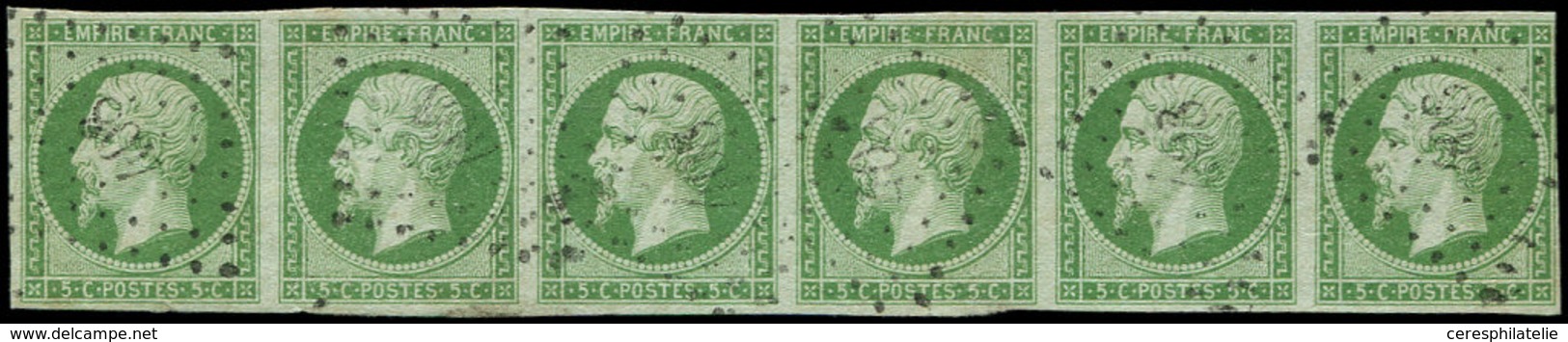 EMPIRE NON DENTELE - 12    5c. Vert, BANDE De 6 Obl., Pli Vertical S. 4e Ex., Aspect TB - 1853-1860 Napoléon III