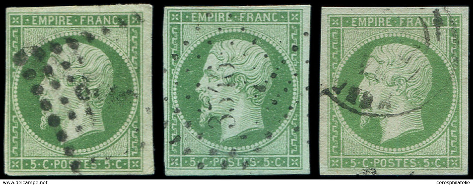 EMPIRE NON DENTELE - 12    5c. Vert, 3 Nuances Obl., TB - 1853-1860 Napoleone III