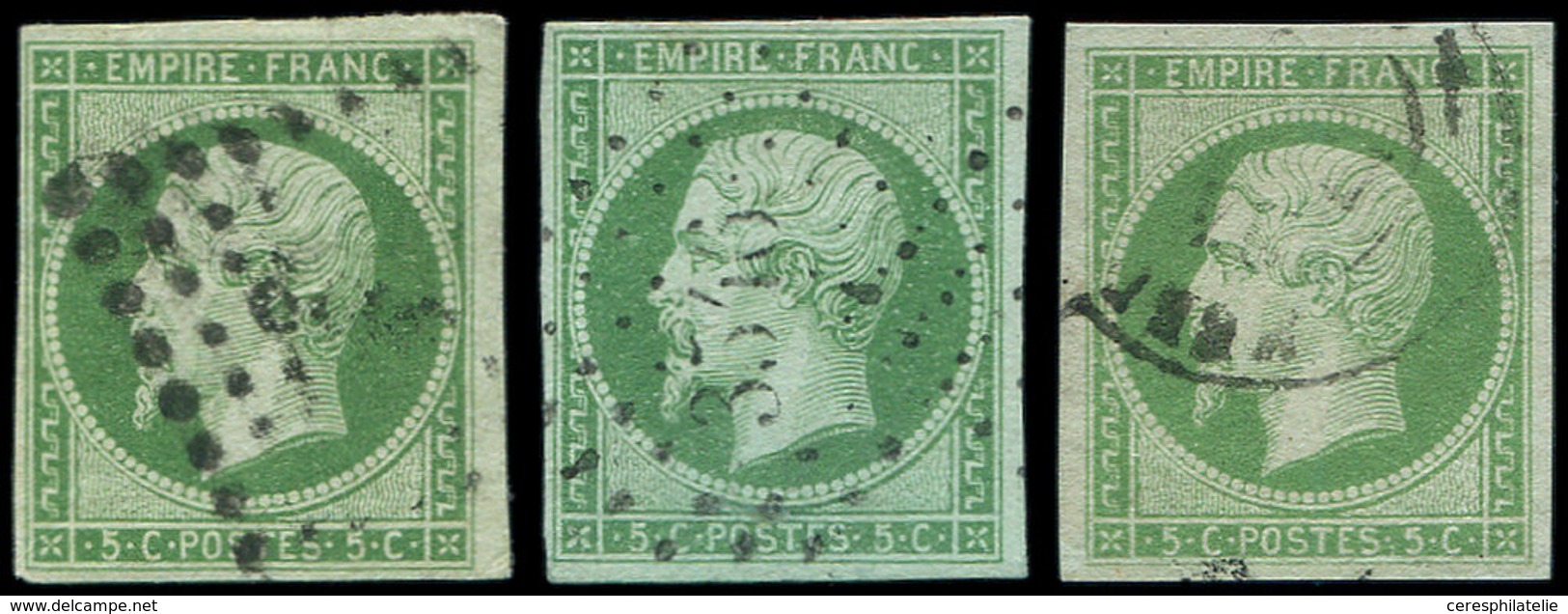 EMPIRE NON DENTELE - 12    5c. Vert, 3 Nuances Obl., TB - 1853-1860 Napoléon III