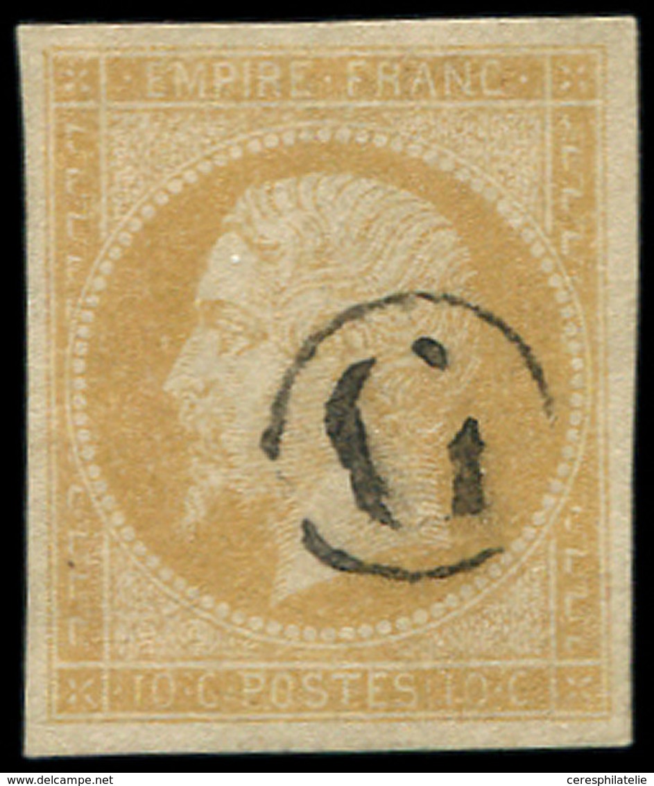 EMPIRE NON DENTELE - 13A  10c. Bistre Obl. G Dans Un Cercle, TB - 1853-1860 Napoléon III