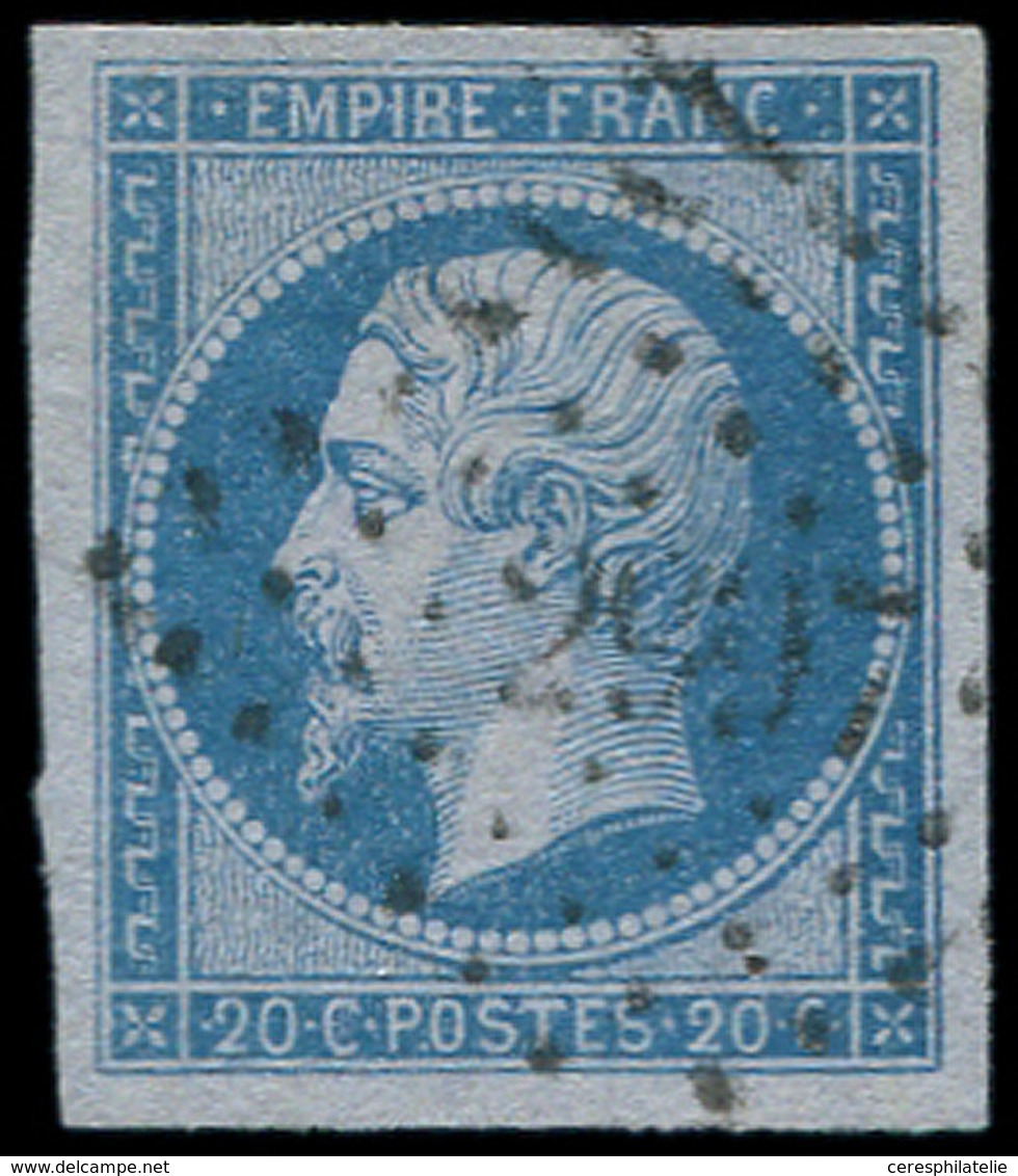 EMPIRE NON DENTELE - 14Ae 20c. Bleu Sur LILAS, Obl. PC, Superbe - 1853-1860 Napoléon III