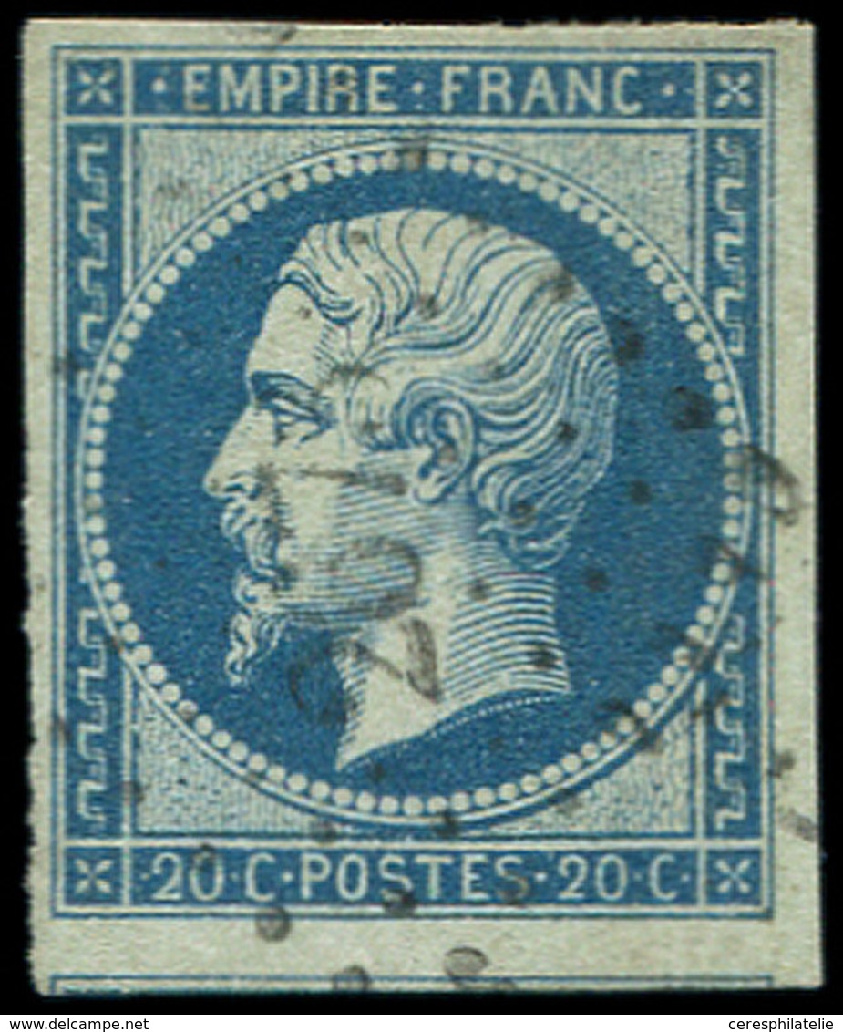 EMPIRE NON DENTELE - 14Ba 20c. Bleu Sur VERT, T II, Obl. PC 2673, TB - 1853-1860 Napoleone III