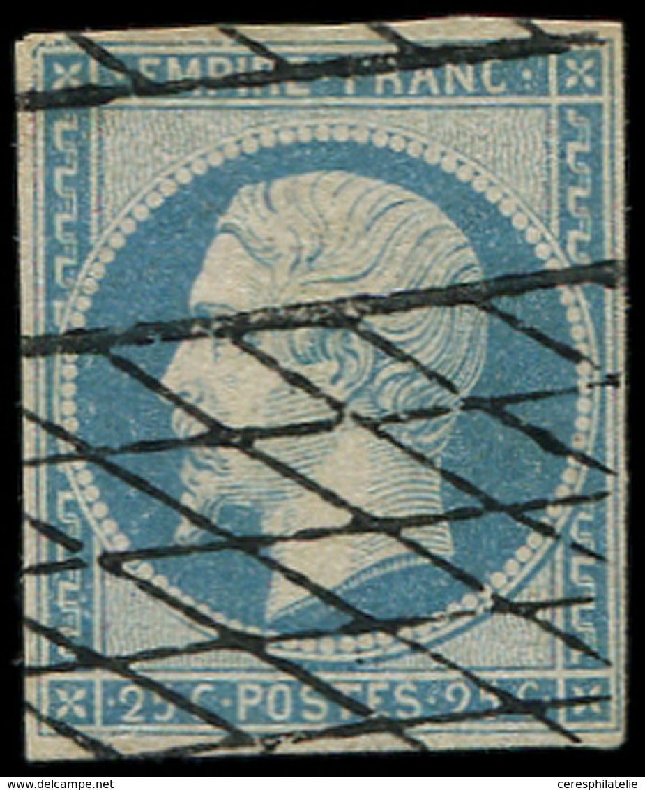 EMPIRE NON DENTELE - 15   25c. Bleu, Obl GRILLE SANS FIN, TTB. C - 1853-1860 Napoleone III