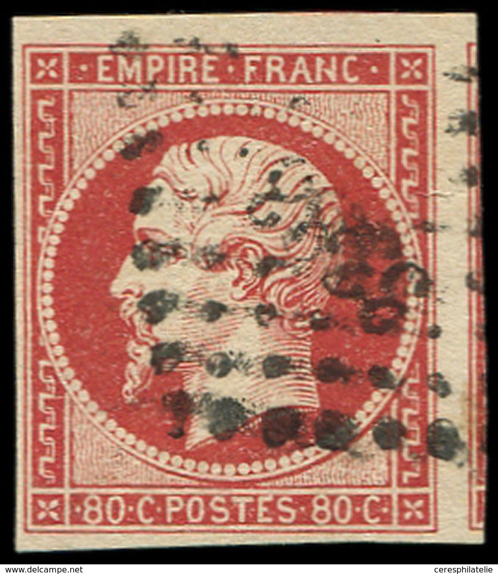 EMPIRE NON DENTELE - 17Ad 80c. VERMILLONNE, Obl. PC, TB. C Et J - 1853-1860 Napoléon III