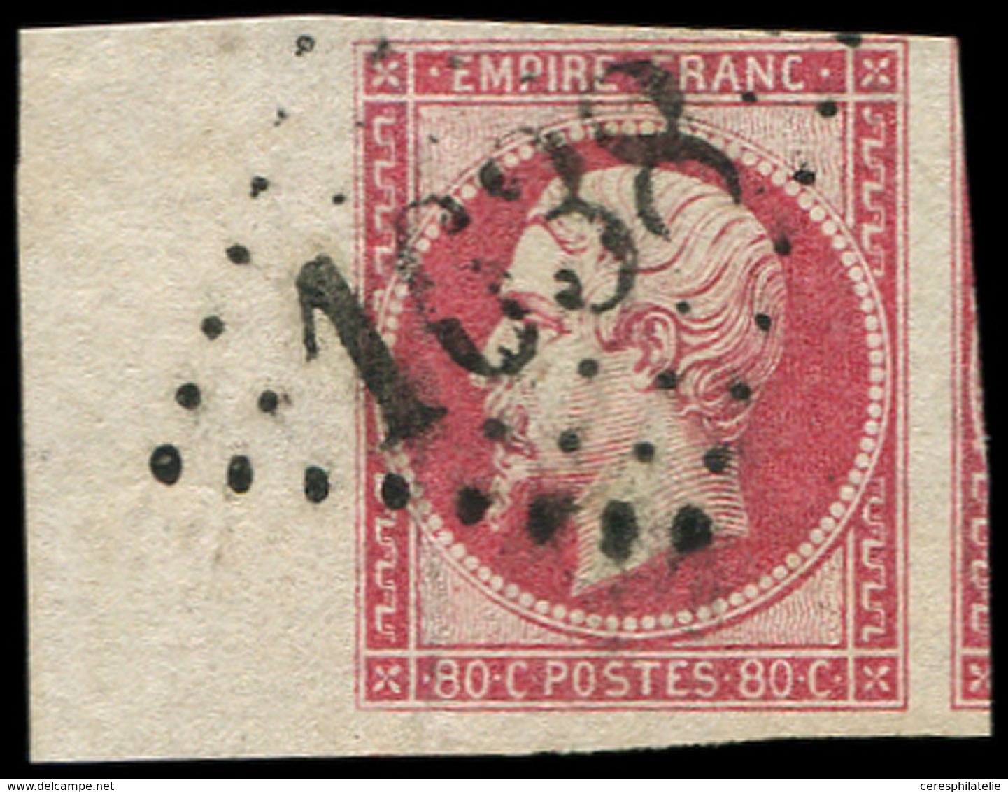 EMPIRE NON DENTELE - 17B  80c. Rose, Bdf, Obl. GC 1638, Superbe - 1853-1860 Napoléon III