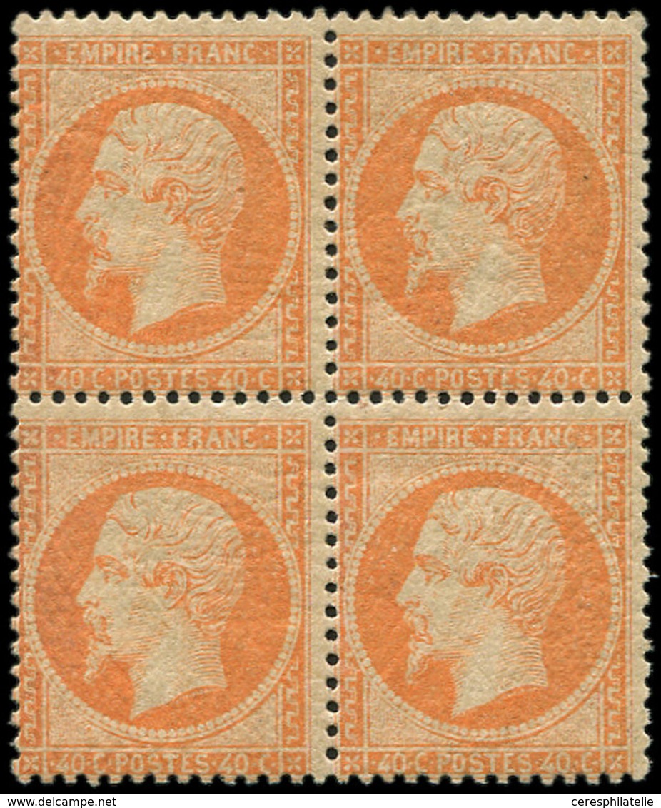 ** EMPIRE DENTELE - 23   40c. Orange, BLOC De 4, 2 Ex. *, TB - 1862 Napoléon III.