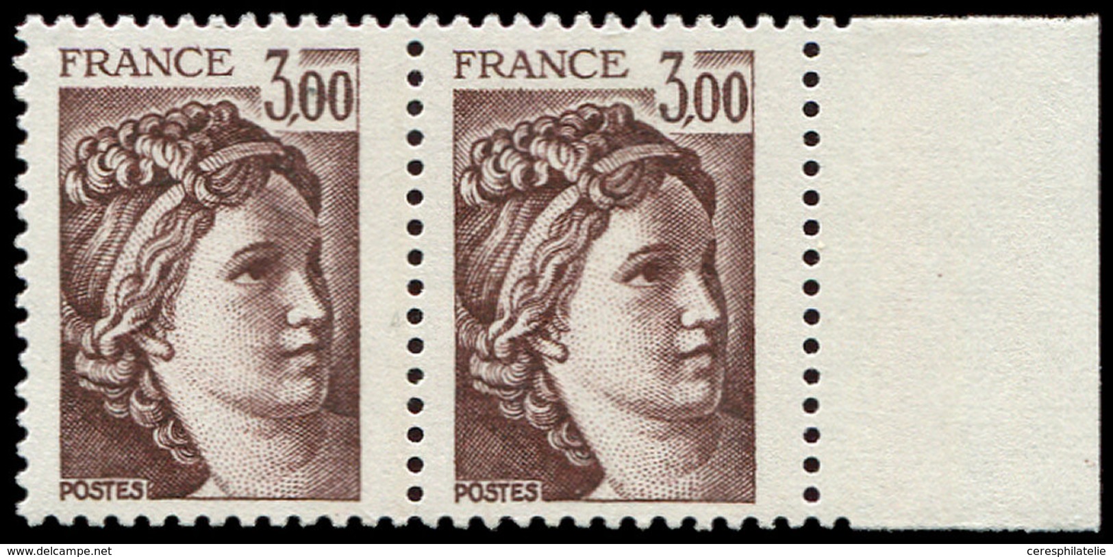 ** VARIETES - 1979   Sabine, 3,00 Brun, 2 Bandes à Droite Tenant à Une Bande à Droite, TB - Ungebraucht