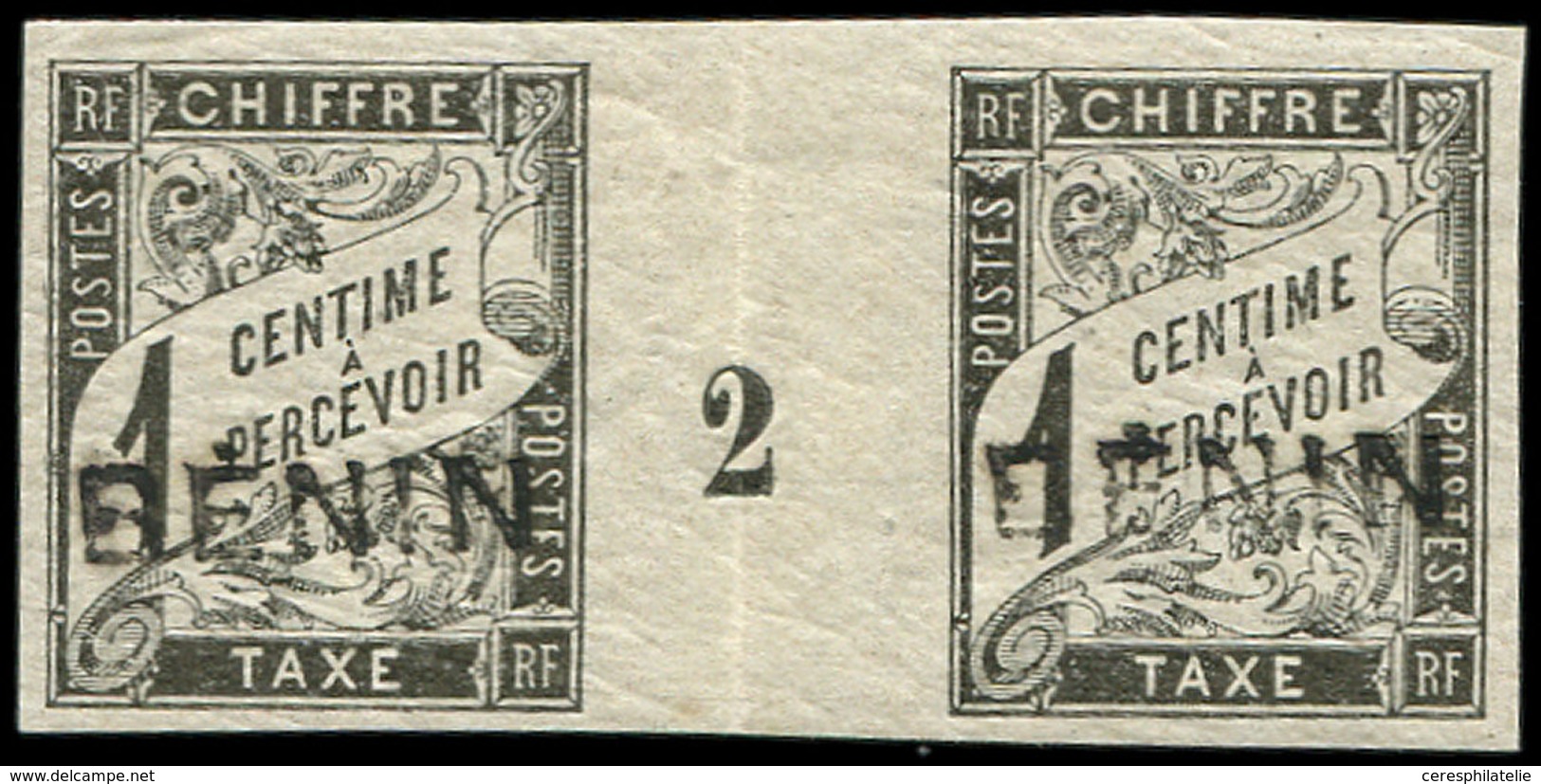 * BENIN Taxe : 1c. Noir, PAIRE Mill.2, TB. C - Altri & Non Classificati