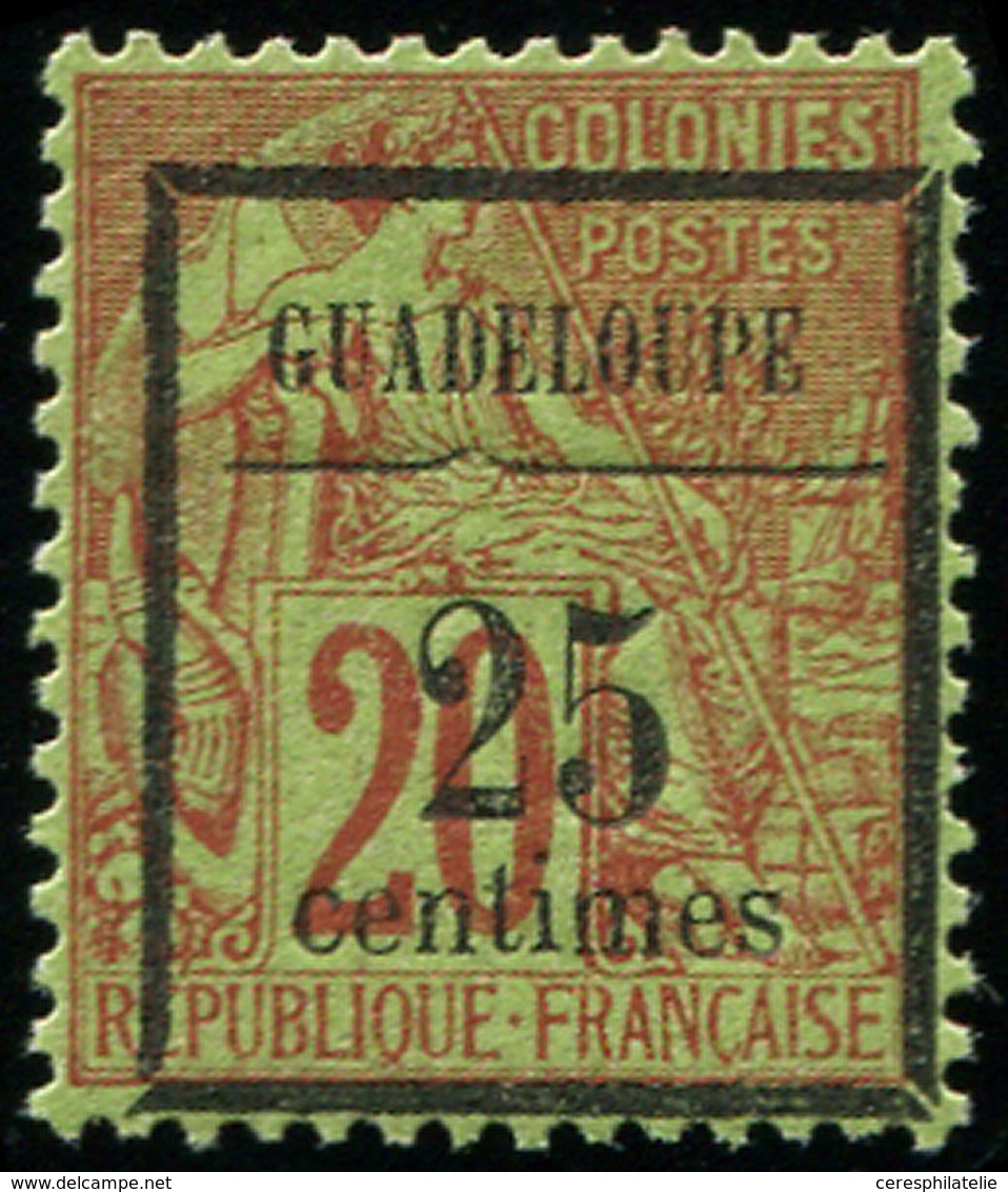 * GUADELOUPE 5c : 25 Sur 20c. Brique Sur Vert, Trait Soulignant GUADELOUPE Brisé, TB - Altri & Non Classificati