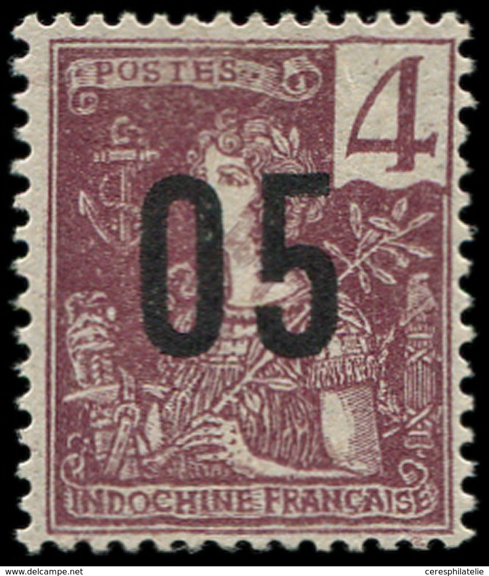 * INDOCHINE 59A : 05 Sur 4c. Lilas-brun, CHIFFRES ESPACES, TB. J - Altri & Non Classificati