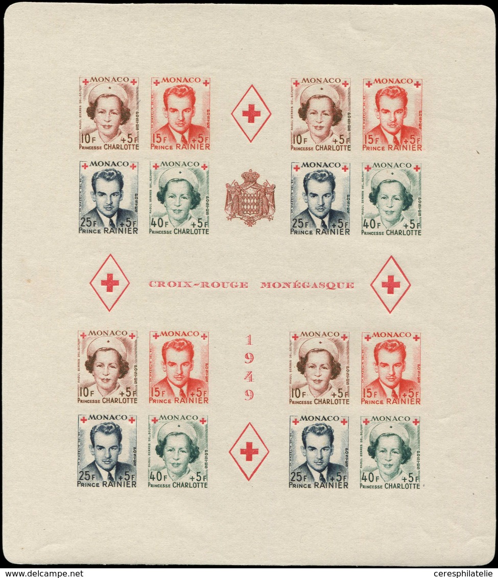 * MONACO BF 3B : Croix Rouge 1949, Non Dentelé, Infime Trace De Ch., TB - Bloques