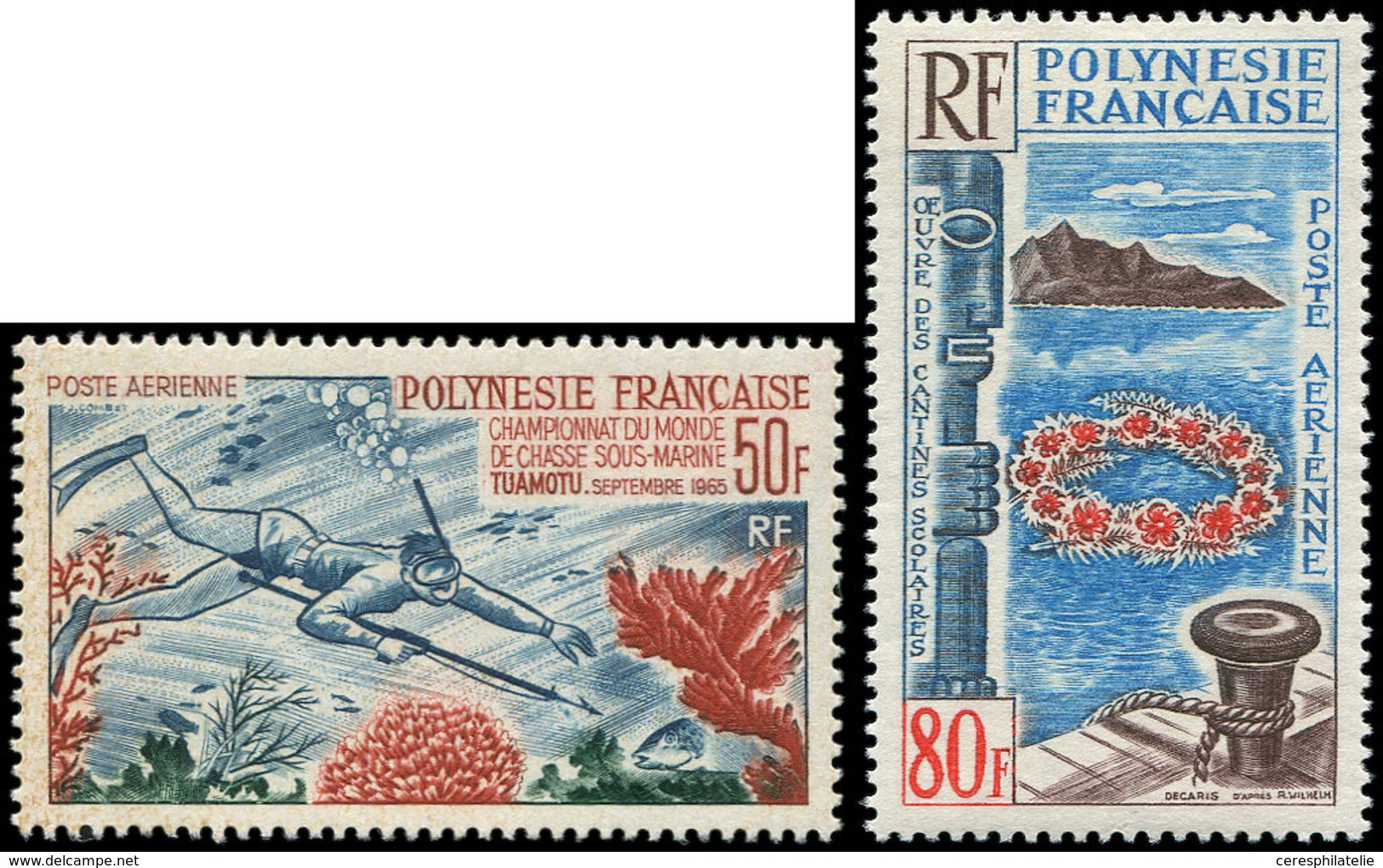 ** POLYNESIE FRANCAISE PA 14/15 : Chasse Sous-marine Et Cantines Scolaires, TB - Unused Stamps