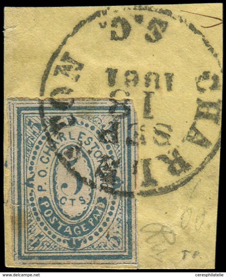 ETATS CONFEDERES D'AMERIQUE 1 : 5c. Bleu Obl. Càd CHARLESTON 18/9/61 S. Fragt, TB - 1861-65 Confederate States