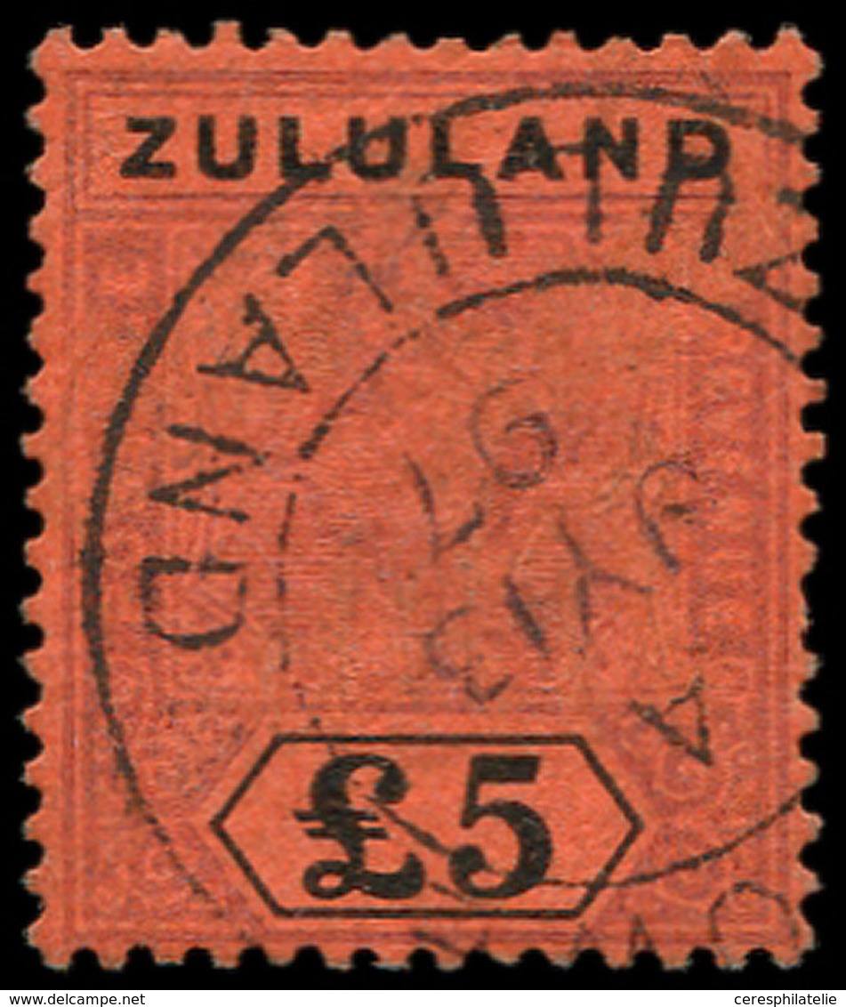 ZOULOULAND 23 : 5£. Violet Et Noir Sur Rouge, Oblitéré, TB - Zoulouland (1888-1902)