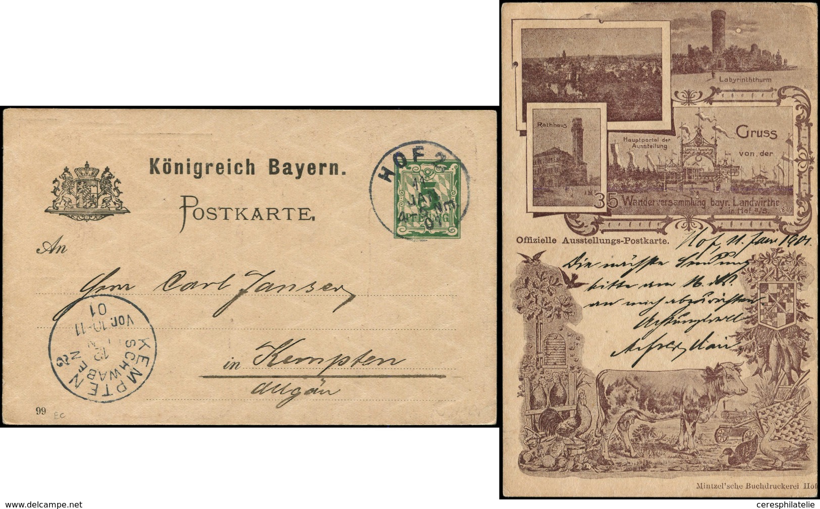 Let Allemagne Bavière, CP TSC En Noir, Foire D'Agriculture 1901, TB - Gallinaceans & Pheasants