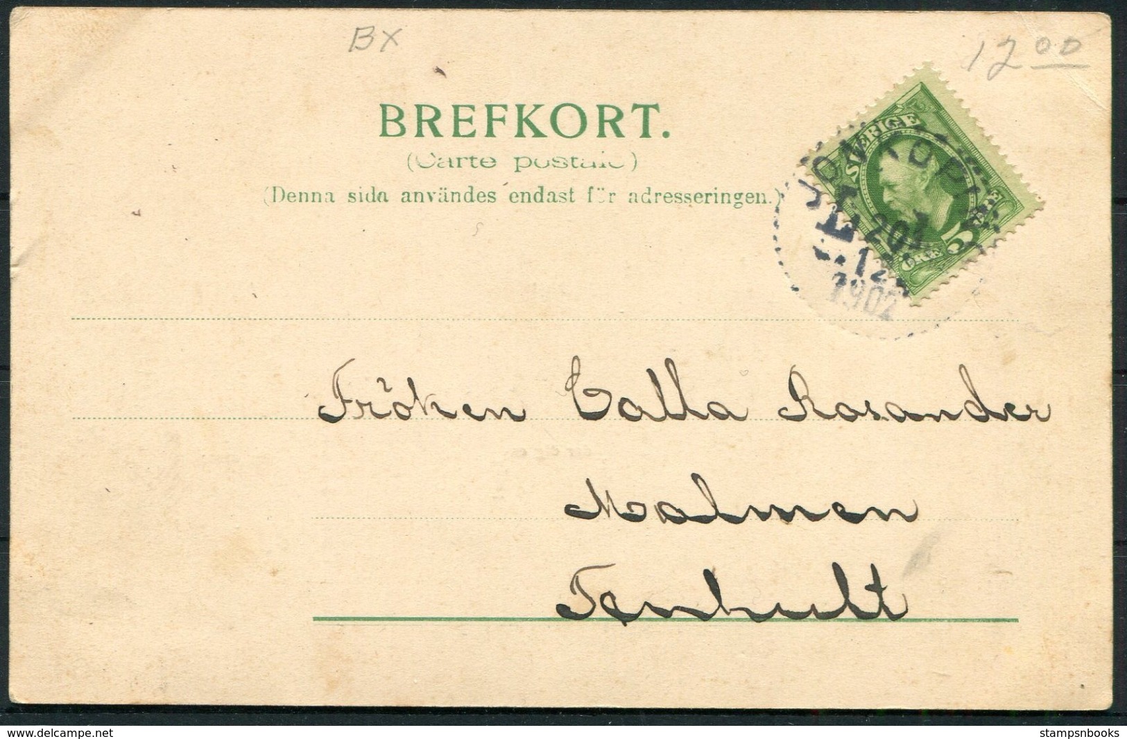 1902 Sweden Stamps Frimarken Postcard Jonkoping - Covers & Documents