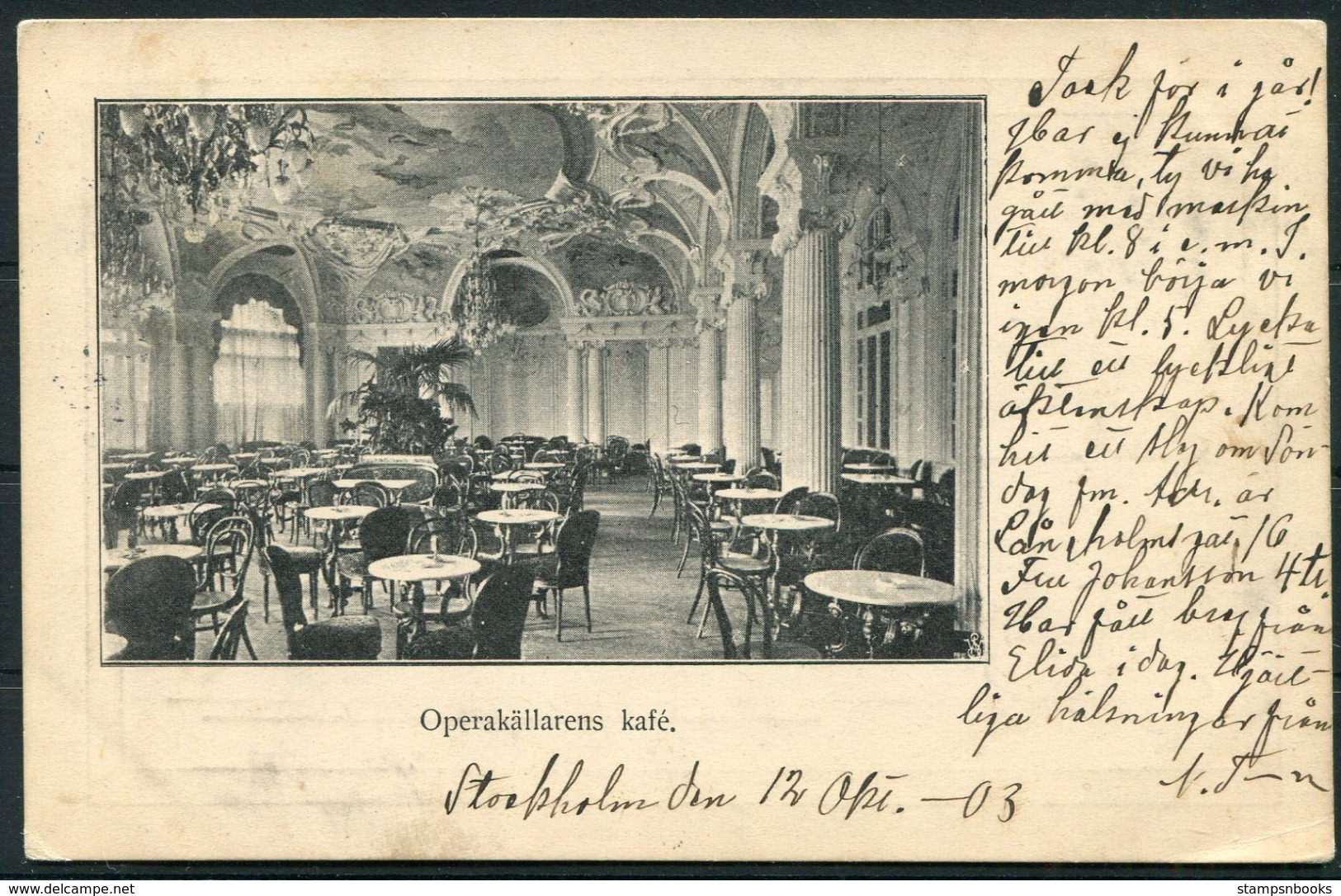 1903 Sweden Stockholm Operakallarens Kafe Postcard - Covers & Documents