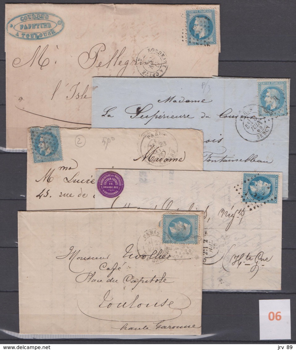 Lot De Lettres Timbres Napoléon III Lauré N°29 - 1849-1876: Periodo Clásico