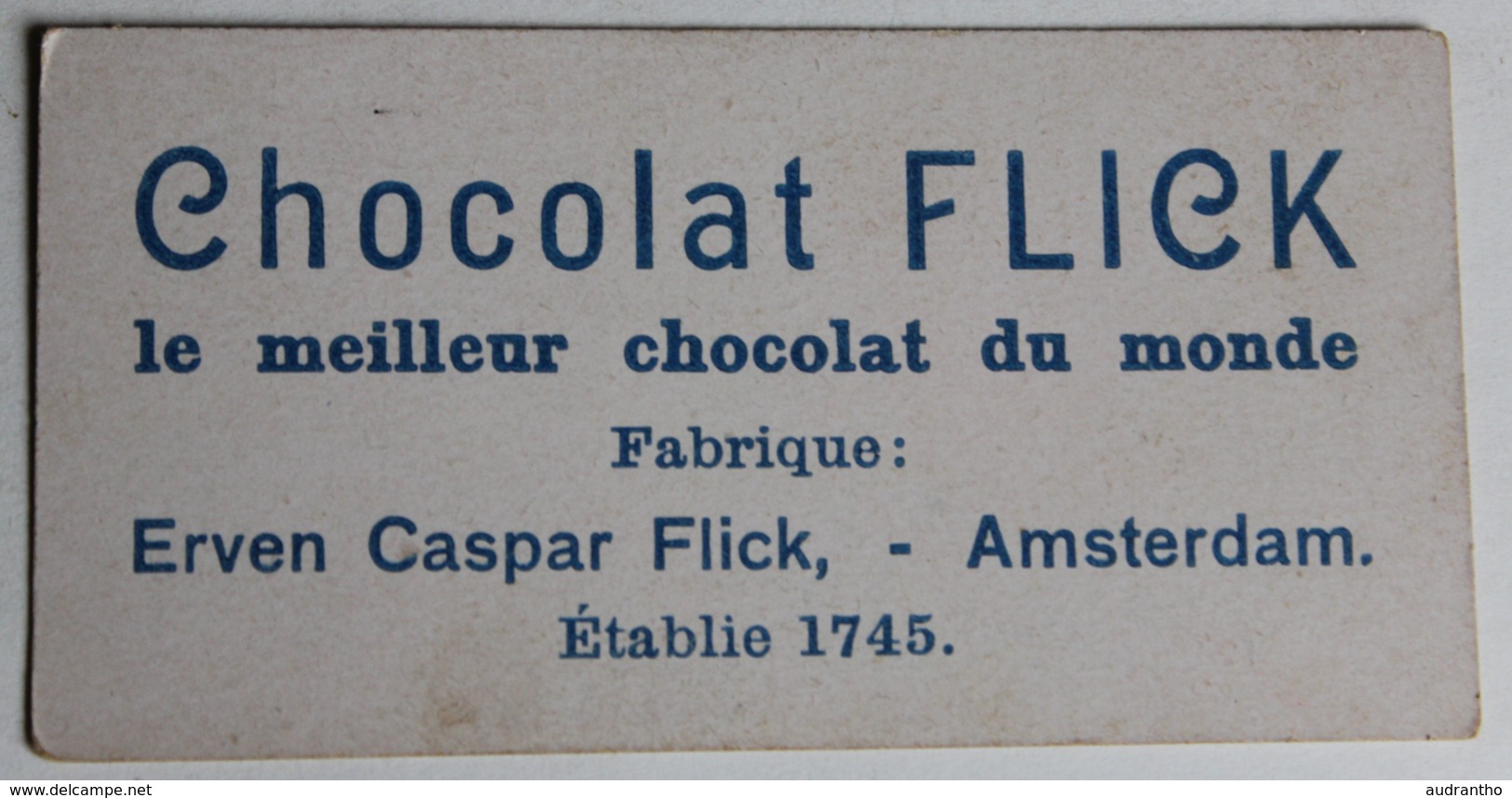 Rare Chromo Chocolat Flick Erven Caspar Flick Amsterdam Höllandischer Cacao Piano Homme Fumant Pipe - Autres & Non Classés