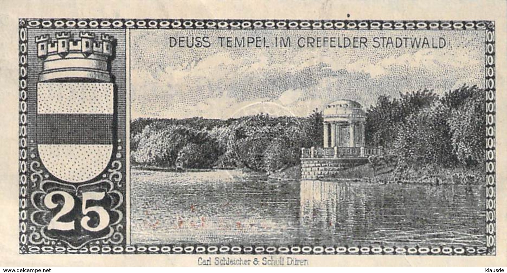 Notgeld 25 Pfg. Stadt Crefeld UNC (I) - Lokale Ausgaben