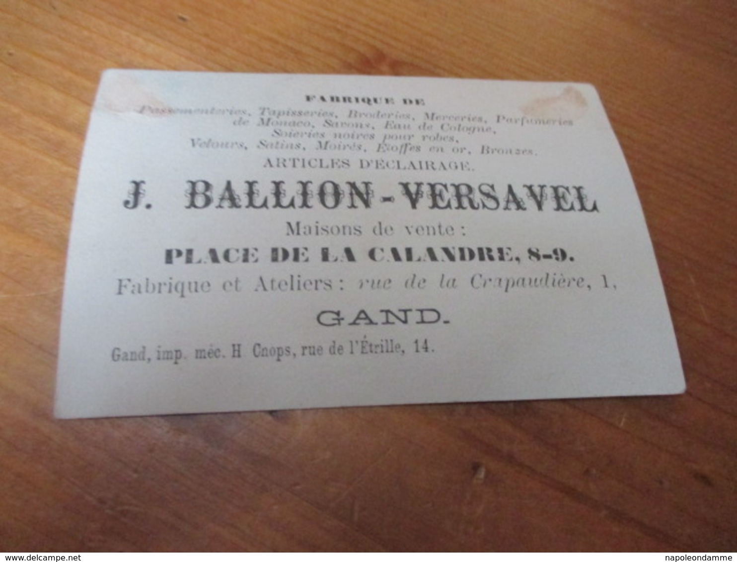 Chromo, Gent, J Ballion Versavel, Place De La Calandre 8/9, Gand - Other & Unclassified