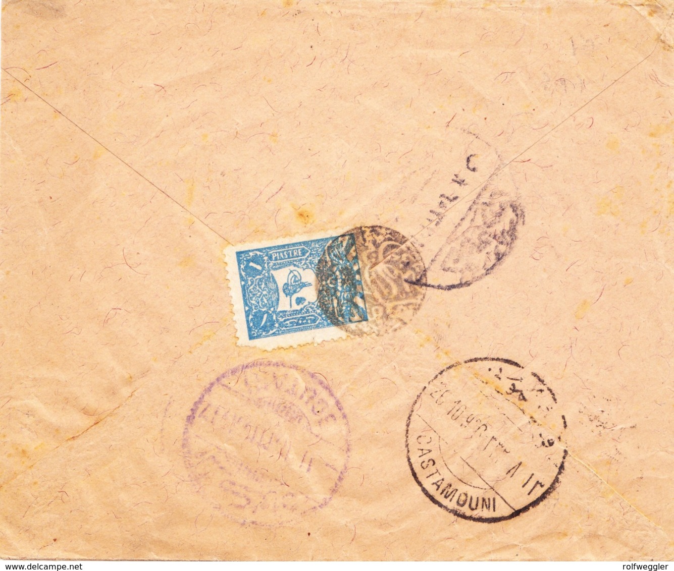 1906 Brief Aus Kargi Nach Constantinople, Frankiert Mit 1 Piaster Marke (Eckmangel), Negativ Stempel: Kargi Posta Subesi - 1837-1914 Smyrna