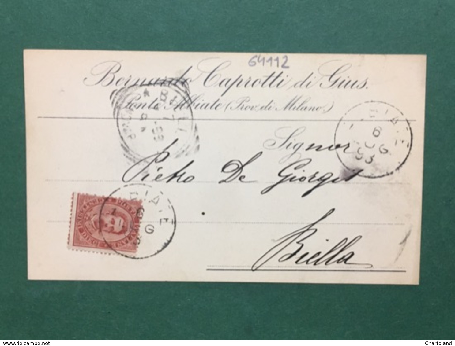 Cartolina Bernardo Caprotti Di Gius. - Fonte Abbiate - Prov. Di Milano - 1893 - Other & Unclassified