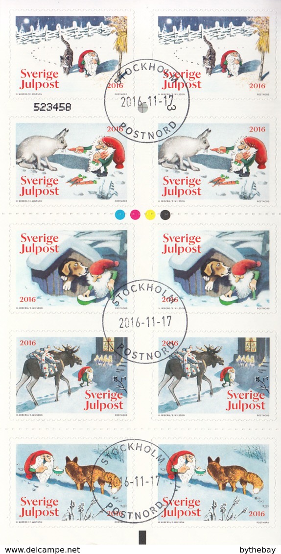 Sweden 2016 Used Booklet Of 10 5 Different Elf, Animals Christmas - 1981-..