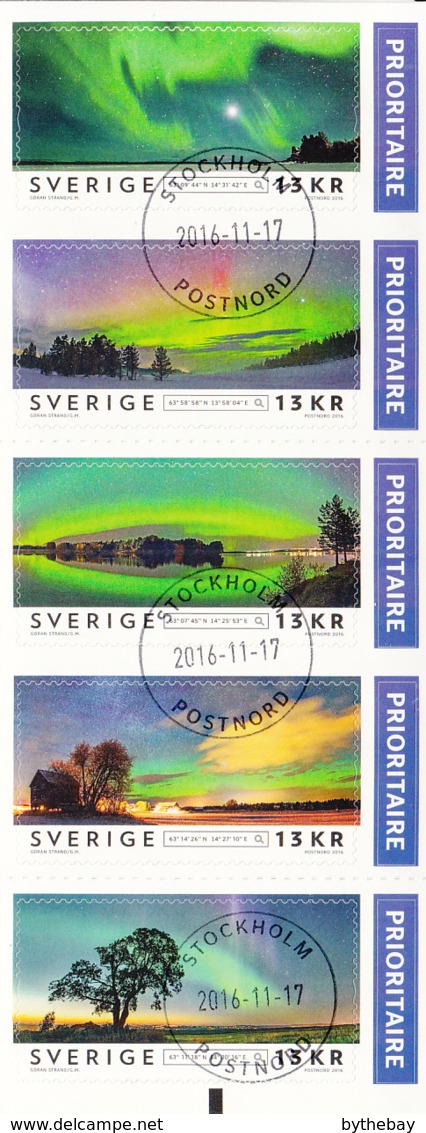 Sweden 2016 Used Booklet Of 5 Different 13k Photos Of Northern Lights - 1981-..