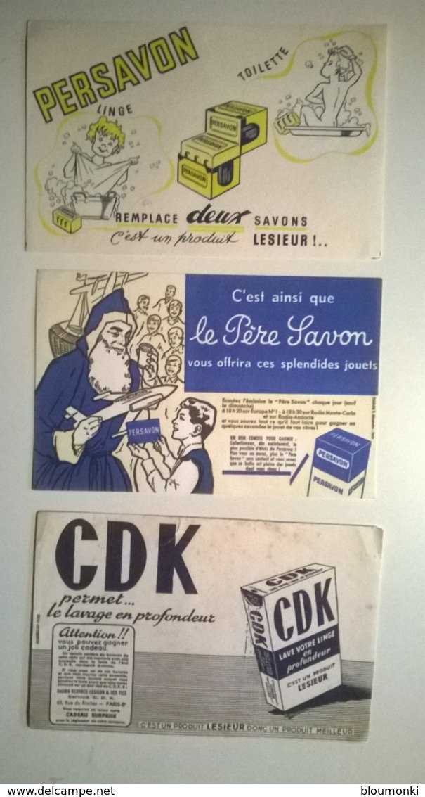 Lot De 3  Buvards Publicitaires / Savon Lessive PERSAVON  CDK LESIEUR - Produits Ménagers