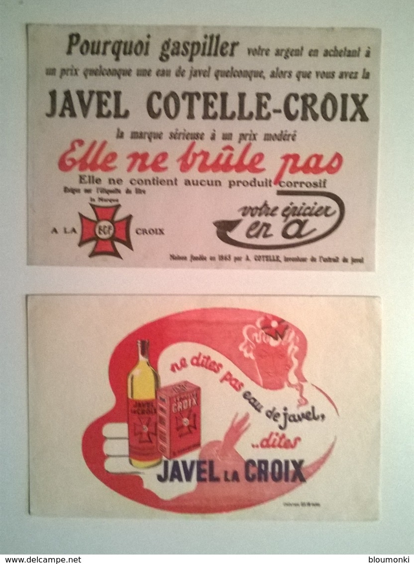 Lot De 2 Buvards Publicitaires / Savon Lessive JAVEL LA CROIX - Produits Ménagers