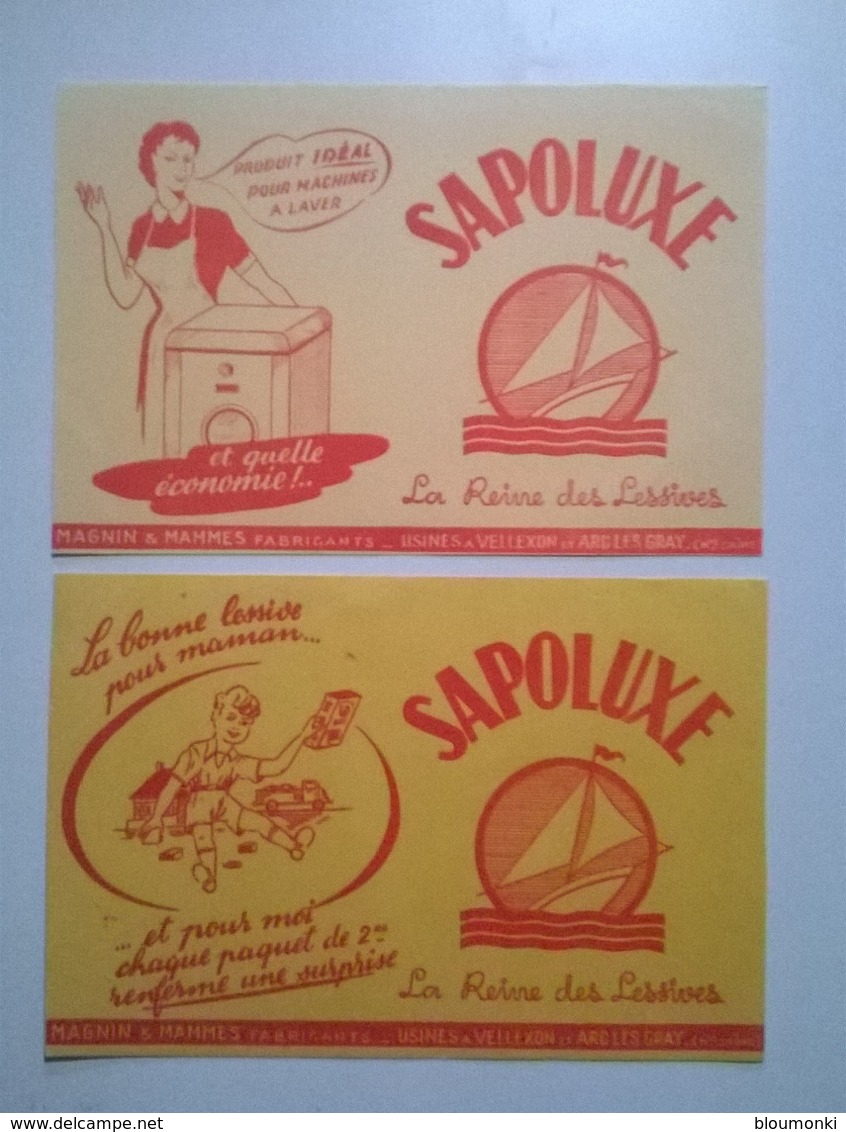 Lot De 2 Buvards Publicitaires / Savon Lessive SAPOLUXE - Produits Ménagers