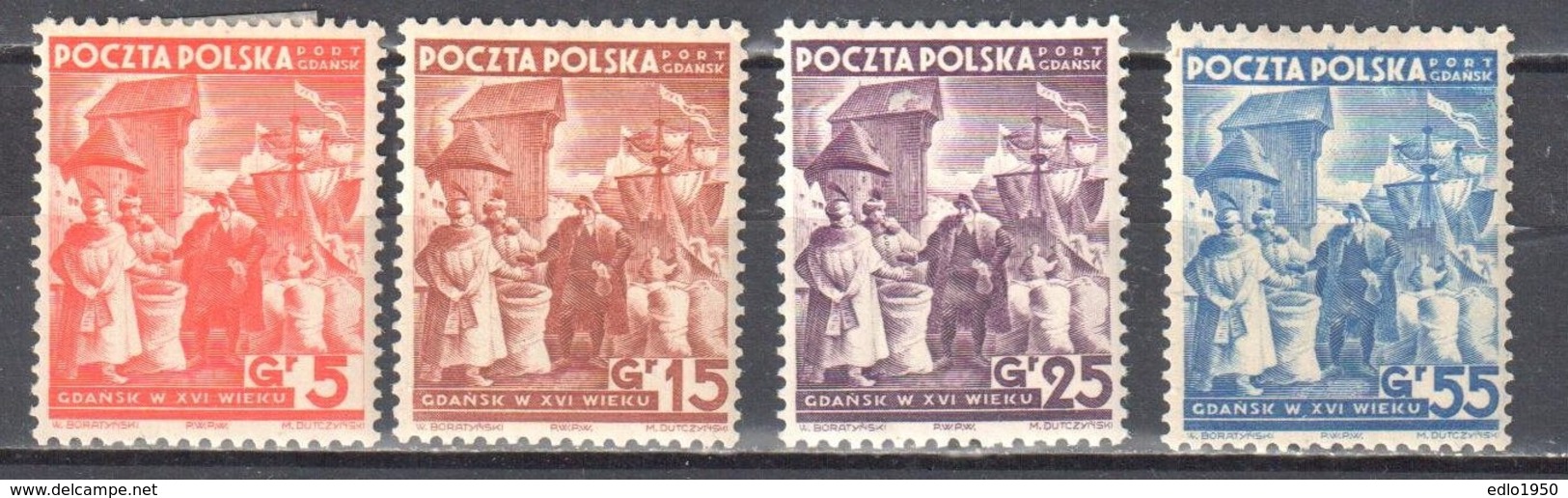 Poland Port Gdansk 1938 Danzig - Mi.34-37 - MLH (*) - Other & Unclassified