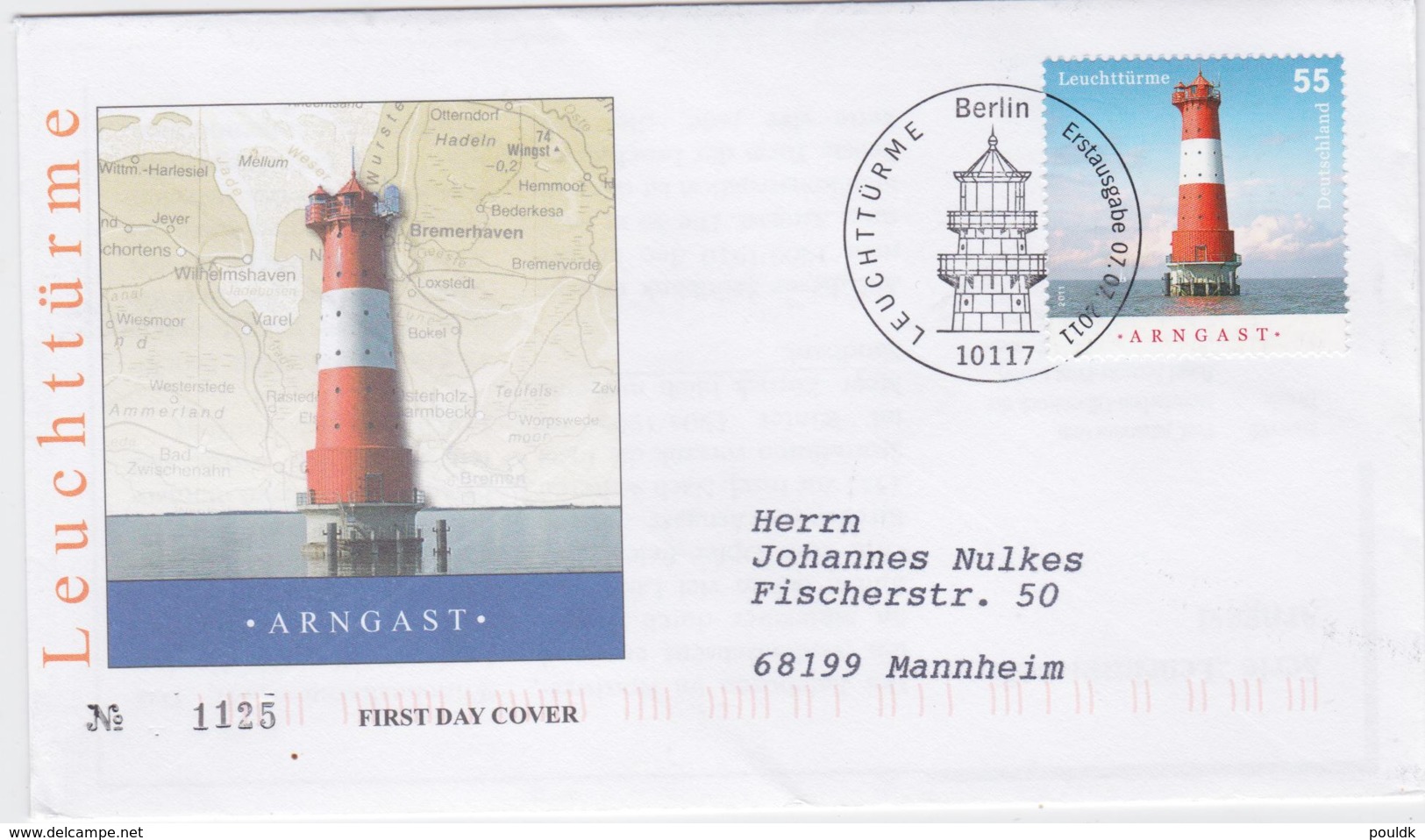 Germany FDC 2011 Lighthouse Arngast (G105-11) - Leuchttürme