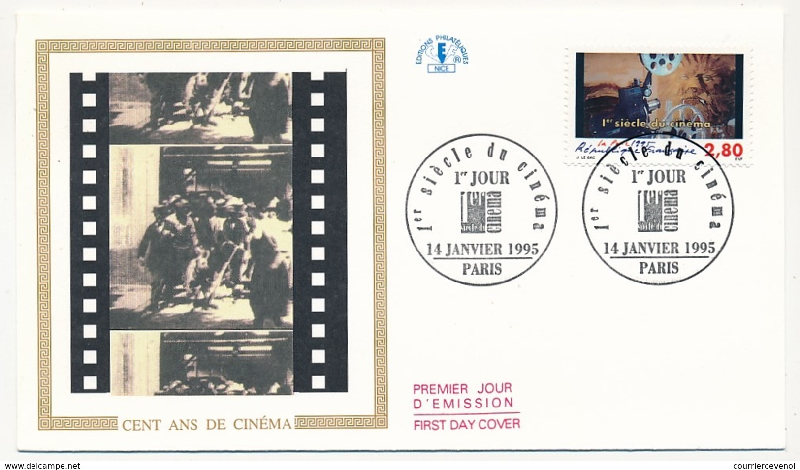 FRANCE => 4 Enveloppes FDC - 1er Siècle Du Cinéma - PARIS - 14 Janvier 1995 - Cinema