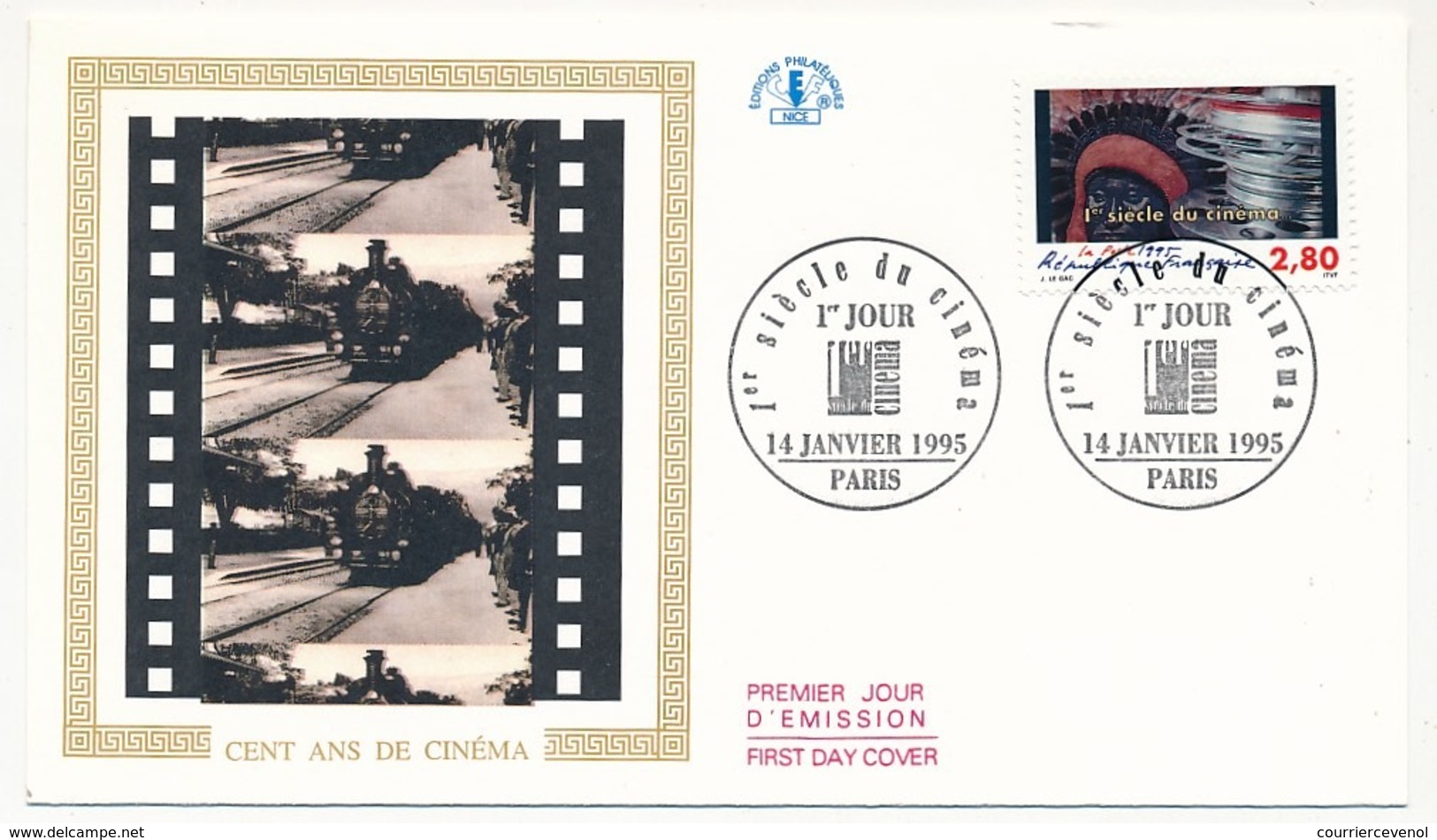 FRANCE => 4 Enveloppes FDC - 1er Siècle Du Cinéma - PARIS - 14 Janvier 1995 - Cinéma