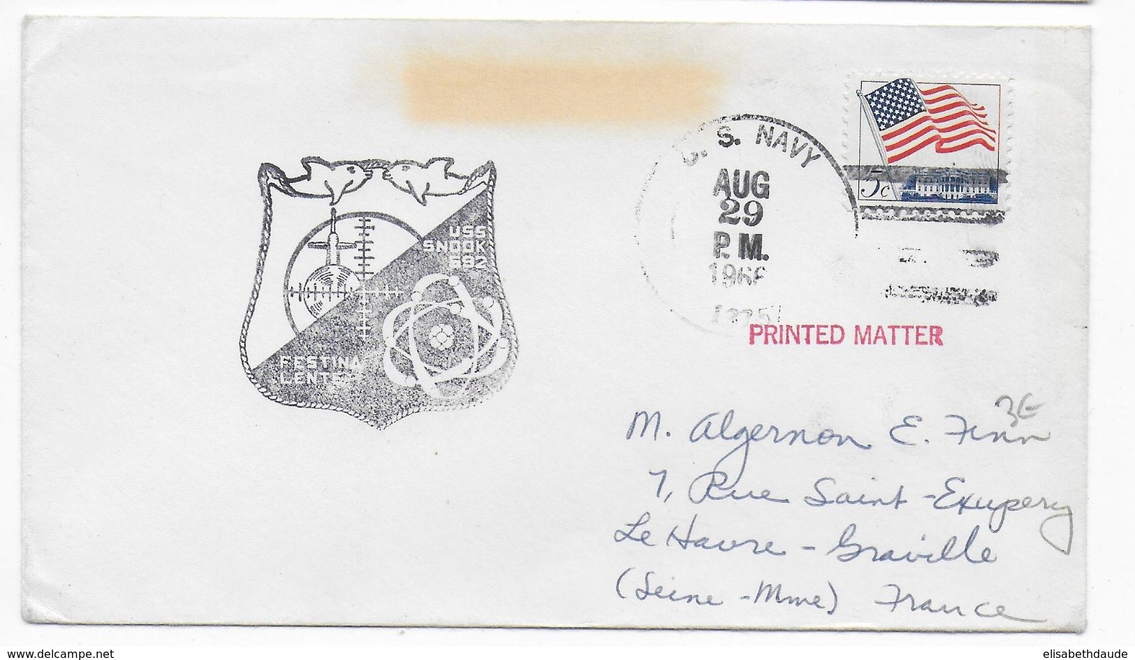 1966 - US NAVY - ENVELOPPE Du SOUS-MARIN  USS SNOOK 592 - SUBMARINE - Storia Postale