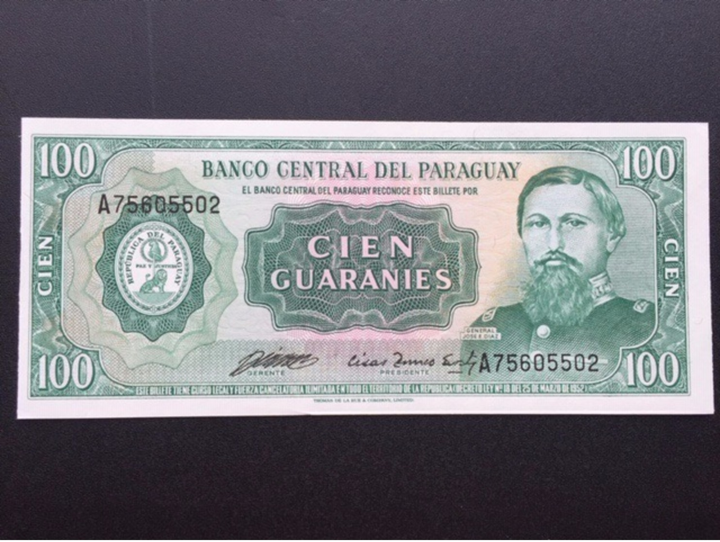 PARAGUAY P205 100 GUARANIS 1963 UNC - Paraguay