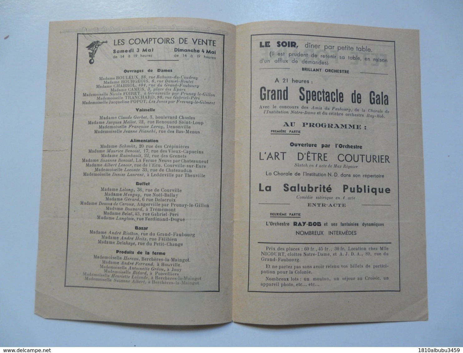 VIEUX PAPIERS - INVITATION VENTE DE CHARITE : Association Jeanne D'Arc - Chartres - Otros & Sin Clasificación