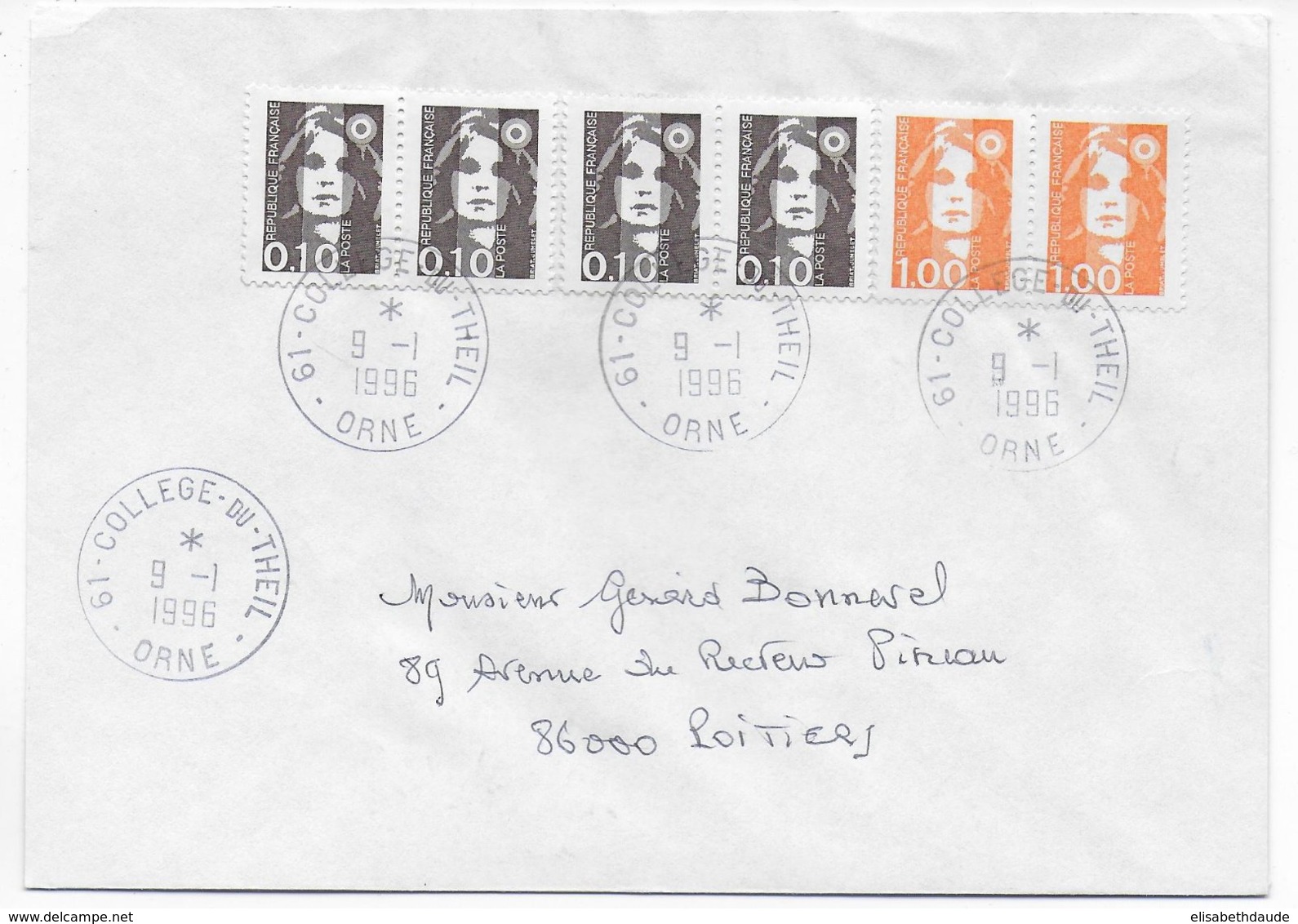 1996 - BUREAU De COLLEGE ! - ENVELOPPE De LE THEIL (ORNE) - 1961-....