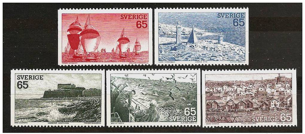 SWEDEN SVERIGE 1974 - TOURISM / WEST COAST / Westküste - 5v From Booklet46 - Mi 854-58 MNH ** Cv€2,00 J344 - Unused Stamps