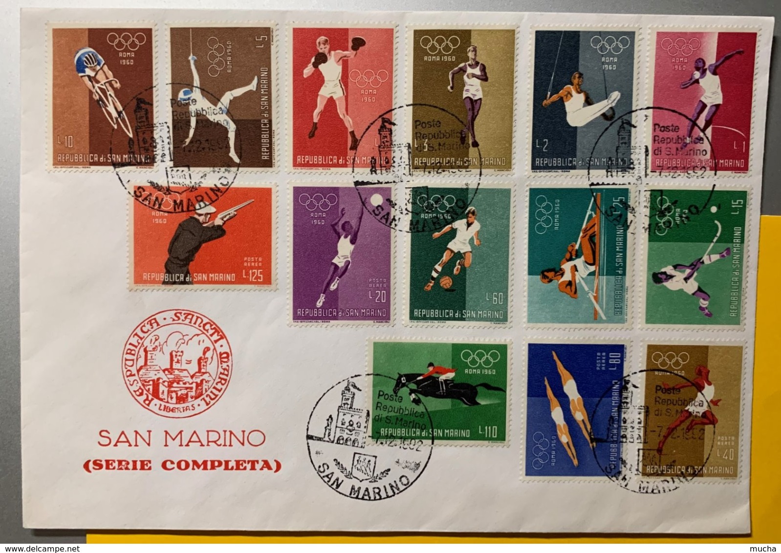 9192 -   San Marino  Série Complète Sur Enveloppe 7.12.1962 - Ete 1960: Rome