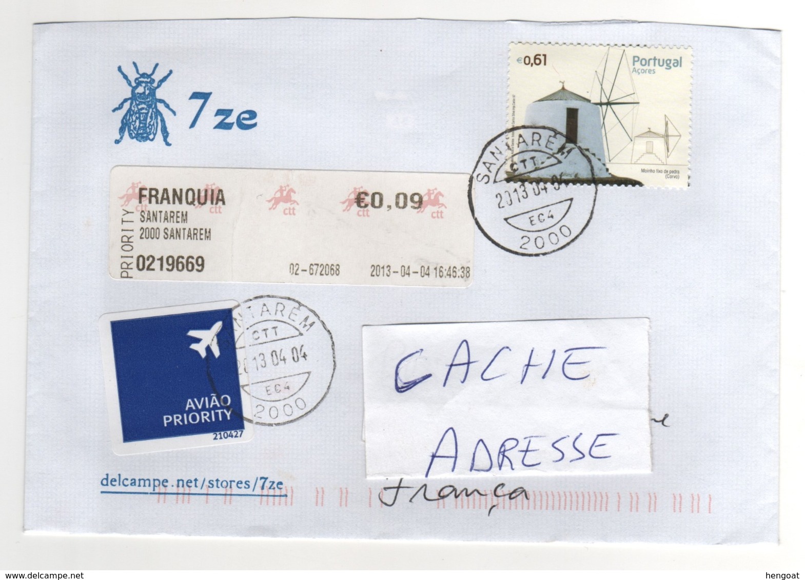 Beau Timbre , Stamp  " Moulin " Sur Lettre , Enveloppe , Cover ,  Mail Du 04/04/2013 Pour La France - Cartas & Documentos