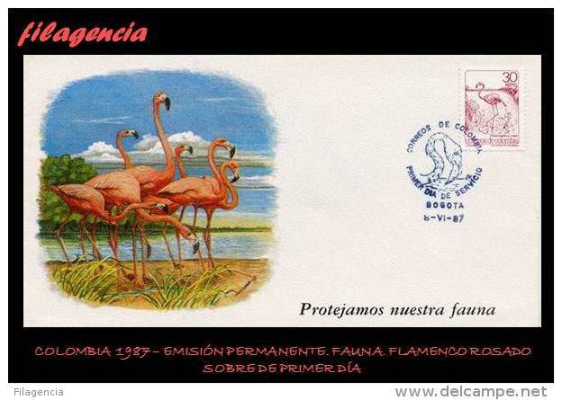 AMERICA. COLOMBIA SPD-FDC. 1987 EMISIÓN PERMANENTE. FAUNA COLOMBIANA. FLAMENCO ROSADO - Colombia